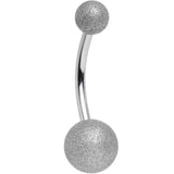 14G 1/2 Silver Sandblasted Steel Belly Ring 5mm and 8mm Ball