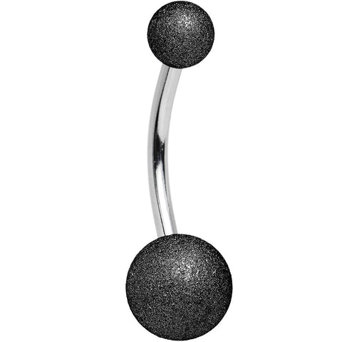 14G 1/2 Black Sandblasted Steel Belly Ring 5mm and 8mm Ball