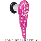 2G Pink Gem Brilliant Angel Wing Single Flare Steel Plug