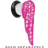 0G Pink Gem Brilliant Angel Wing Single Flare Steel Plug