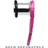 0G Pink Gem Brilliant Angel Wing Single Flare Steel Plug