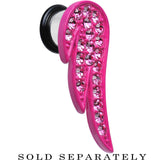 00G Pink Gem Brilliant Angel Wing Single Flare Steel Plug
