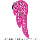 00G Pink Gem Brilliant Angel Wing Single Flare Steel Plug