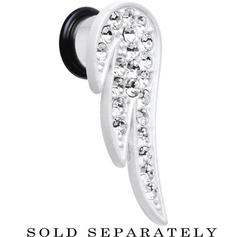 00G Clear Gem Brilliant Angel Wing Single Flare Steel Plug