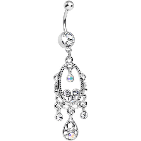 Clear Aurora Gem Victorian Allure Chandelier Belly Ring