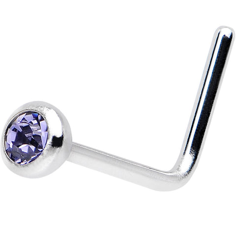 20G Purple Gem Stainless Steel L-Shaped Nose Ring 1/4