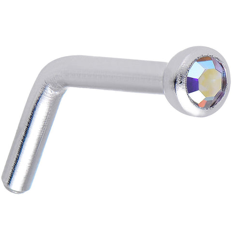 18G Aurora Gem Stainless Steel L-Shaped Nose Ring 1/4