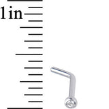 18G Clear Gem Stainless Steel L-Shaped Nose Ring 1/4