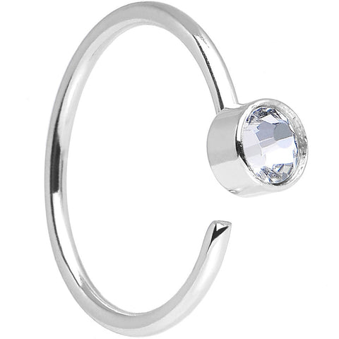 20G 5/16 Stainless Steel Clear Round Cubic Zirconia Nose Hoop