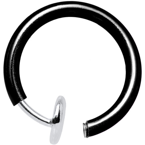 3/8 Black Titanium IP Spring Loaded Fake Nose Ring Body Jewelry Hoop