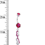 925 Sterling Silver Red CZ Double the Hearts Dangle Belly Ring