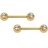 14G 9/16  CZ Gold Anodized All About Me Nipple Barbell Set