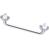 14G Clear Prong Gem 3/4 Steel Staple Surface Barbell 2mm Rise