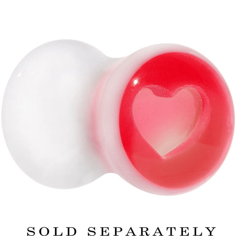 2G White Red Acrylic Adoring Heart Saddle Plug