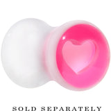 2G White Pink Acrylic Adoring Heart Saddle Plug