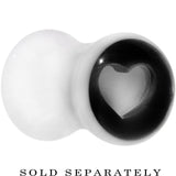 2G White Black Acrylic Adoring Heart Saddle Plug
