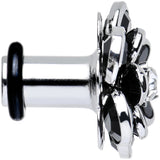 2G Black Blooming Glam Gardenia Flower Steel Plug Pair