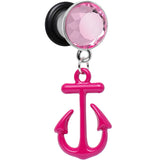 0G Pink Dangling Anchor Steel Plug