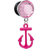 00G Pink Dangling Anchor Steel Plug