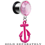 00G Pink Dangling Anchor Steel Plug