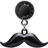 2G Black Dangling Mustache Steel Plug