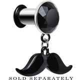 2G Black Dangling Mustache Steel Plug