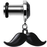 2G Black Dangling Mustache Steel Plug