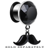 9/16 Black Dangling Mustache Steel Plug