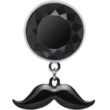 9/16 Black Dangling Mustache Steel Plug