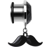 9/16 Black Dangling Mustache Steel Plug