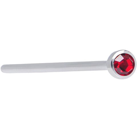 20G 3/4 Red CZ Steel Straight Fishtail Nose Ring 2mm
