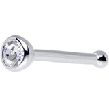 20G 1/4 Clear Bezel Set CZ 14K Solid White Gold Nose Bone 2mm