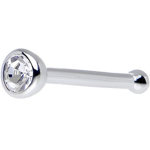 20G 1/4 Clear Bezel Set CZ 14K Solid White Gold Nose Bone 2mm