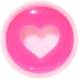 0G White Pink Acrylic Adoring Heart Saddle Plug