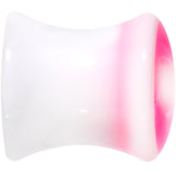 0G White Pink Acrylic Adoring Heart Saddle Plug