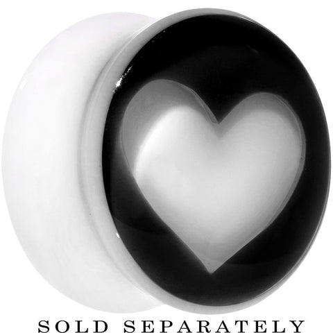 5/8 White Black Acrylic Adoring Heart Saddle Plug