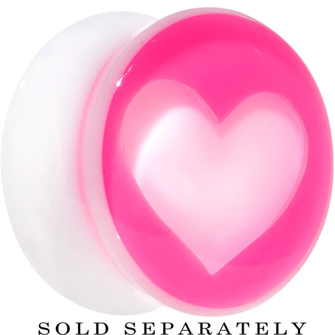 18mm White Pink Acrylic Adoring Heart Saddle Plug