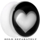 20mm White Black Acrylic Adoring Heart Saddle Plug