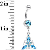 Aqua Gem Thrilling Trillium Flower Dangle Belly Ring