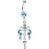Aqua Gem Foliage Fountain Glamour Key Dangle Belly Ring