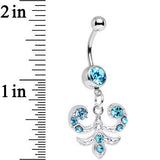 Aqua Gem Elaborate French Swirls Dangle Belly Ring