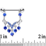 Blue Aqua Gem Victorian Vision Dangle Nipple Ring Set