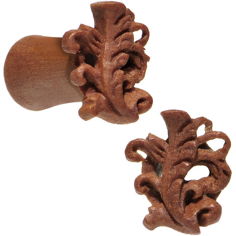 2G Organic Wood Whispering Wind Leaf Hand Carved Plug Set