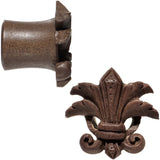 7/16 Organic Wood Fleur-De-Lis Hand Carved Plug Set