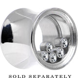 1/2 Moveable Clear Cubic Zirconia Stainless Steel Saddle Plug