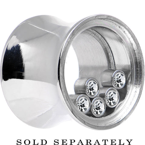 1/2 Moveable Clear Cubic Zirconia Stainless Steel Saddle Plug