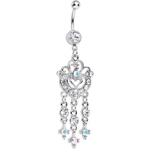 Clear Gem Always Ardent in Love Heart Chandelier Belly Ring