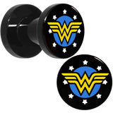 4G Black Acrylic Licensed Wonder Woman Logo Screw Fit Plug Set