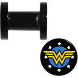4G Black Acrylic Licensed Wonder Woman Logo Screw Fit Plug Set