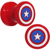 0G Red Acrylic Licensed Captain America Logo Screw Fit Plug Set